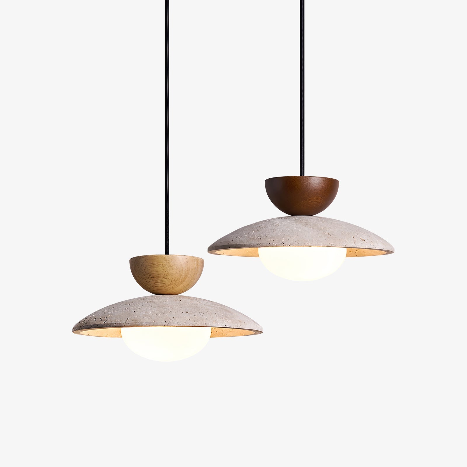 Suspension moderne Bronze en Bois et travertin jaune