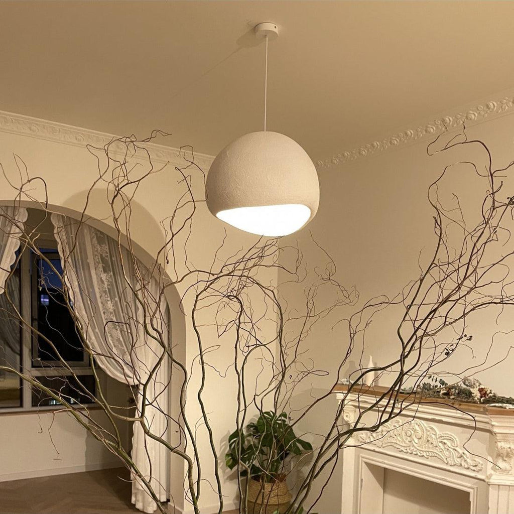 Suspension moderne Greger en Polystyrène blanc câble suspendu