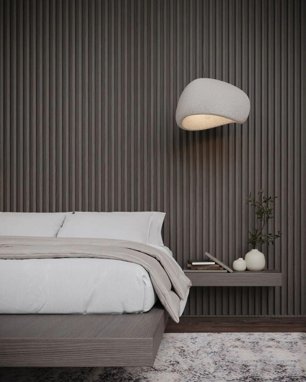 Suspension moderne Greger en Polystyrène noir câble suspendu