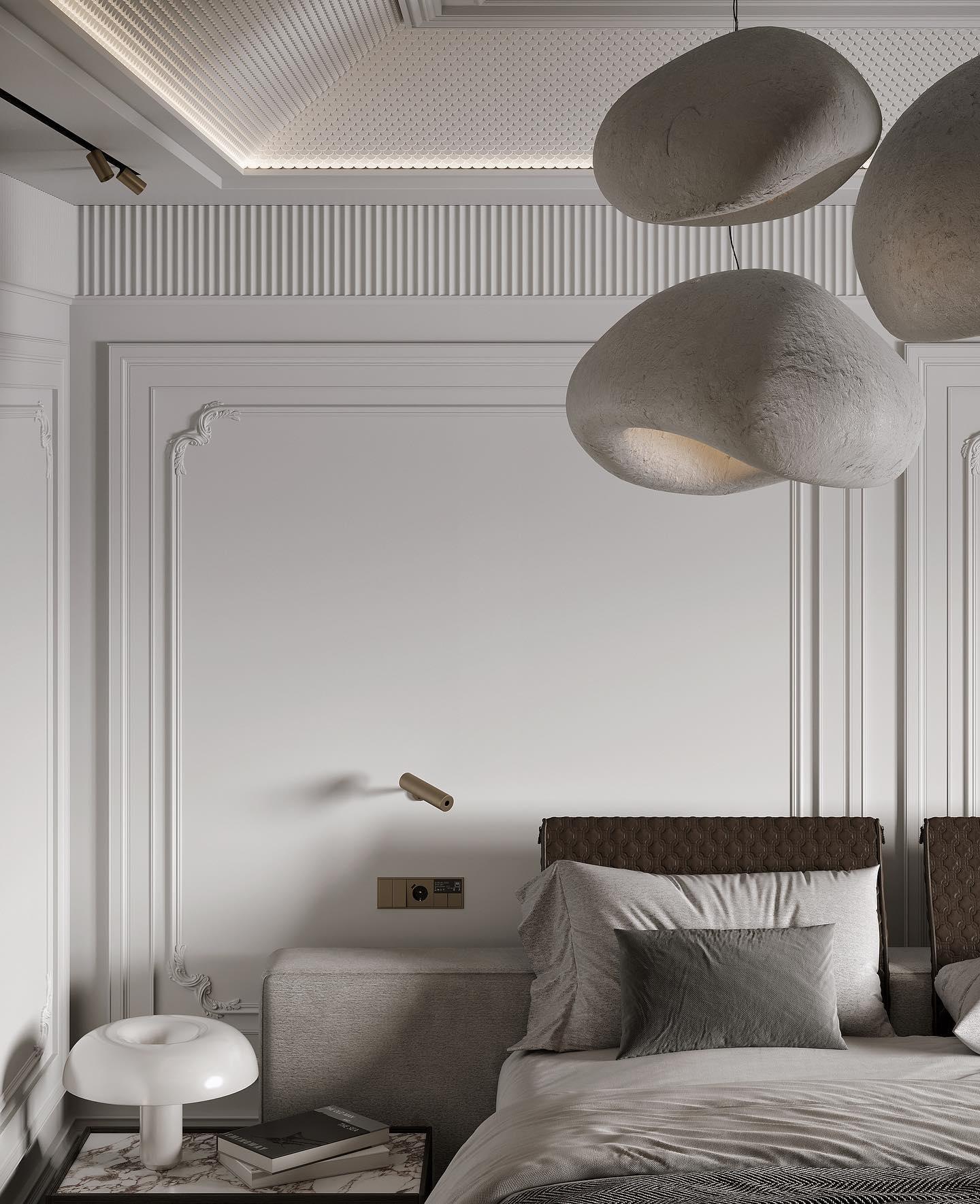Suspension moderne Greger en Polystyrène noir câble suspendu