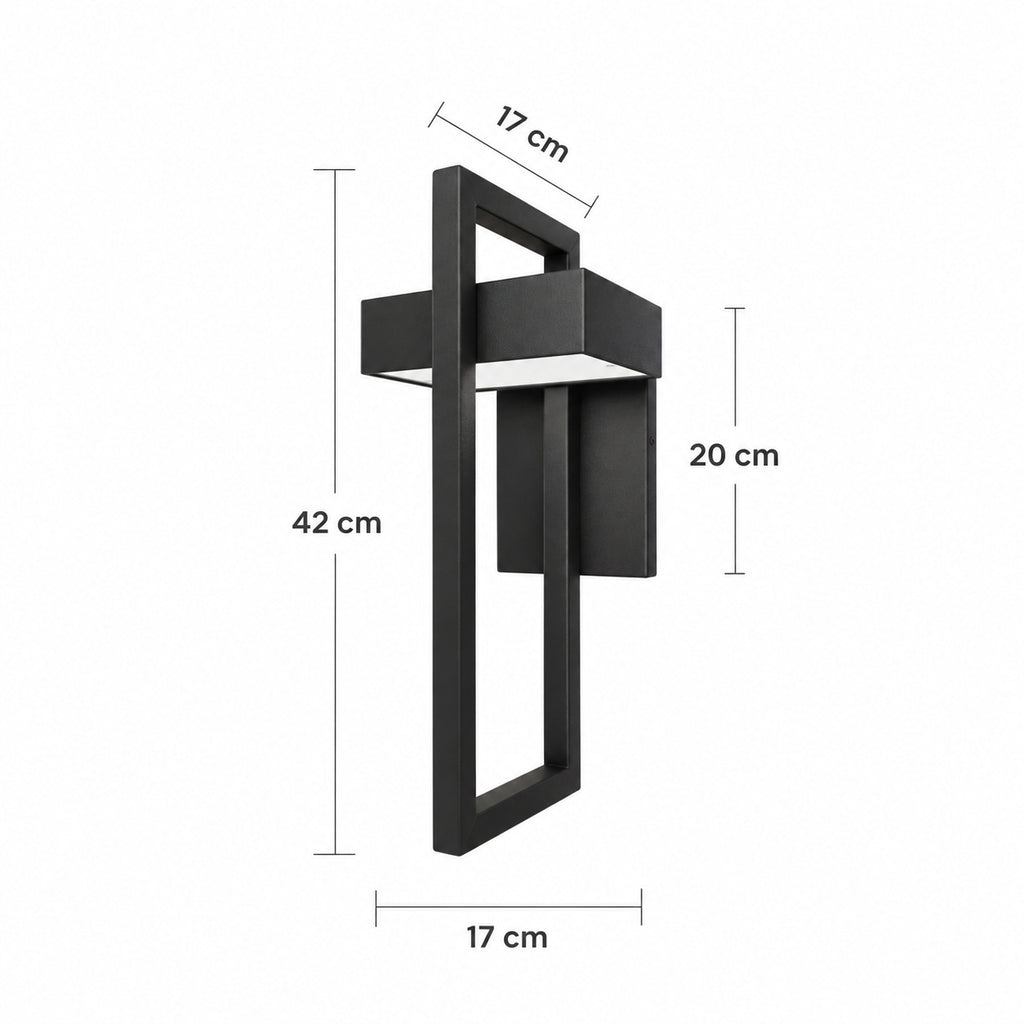 Schéma des dimensions de la taille Grand : hauteur 42 cm, largeur 17 cm, saillie 17 cm, platine de 20 cm