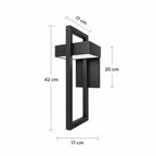 Schéma des dimensions de la taille Grand : hauteur 42 cm, largeur 17 cm, saillie 17 cm, platine de 20 cm
