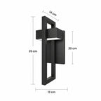 Schéma des dimensions de la taille Petit : hauteur 35 cm, largeur 12 cm, saillie 14 cm, platine de 20 cm