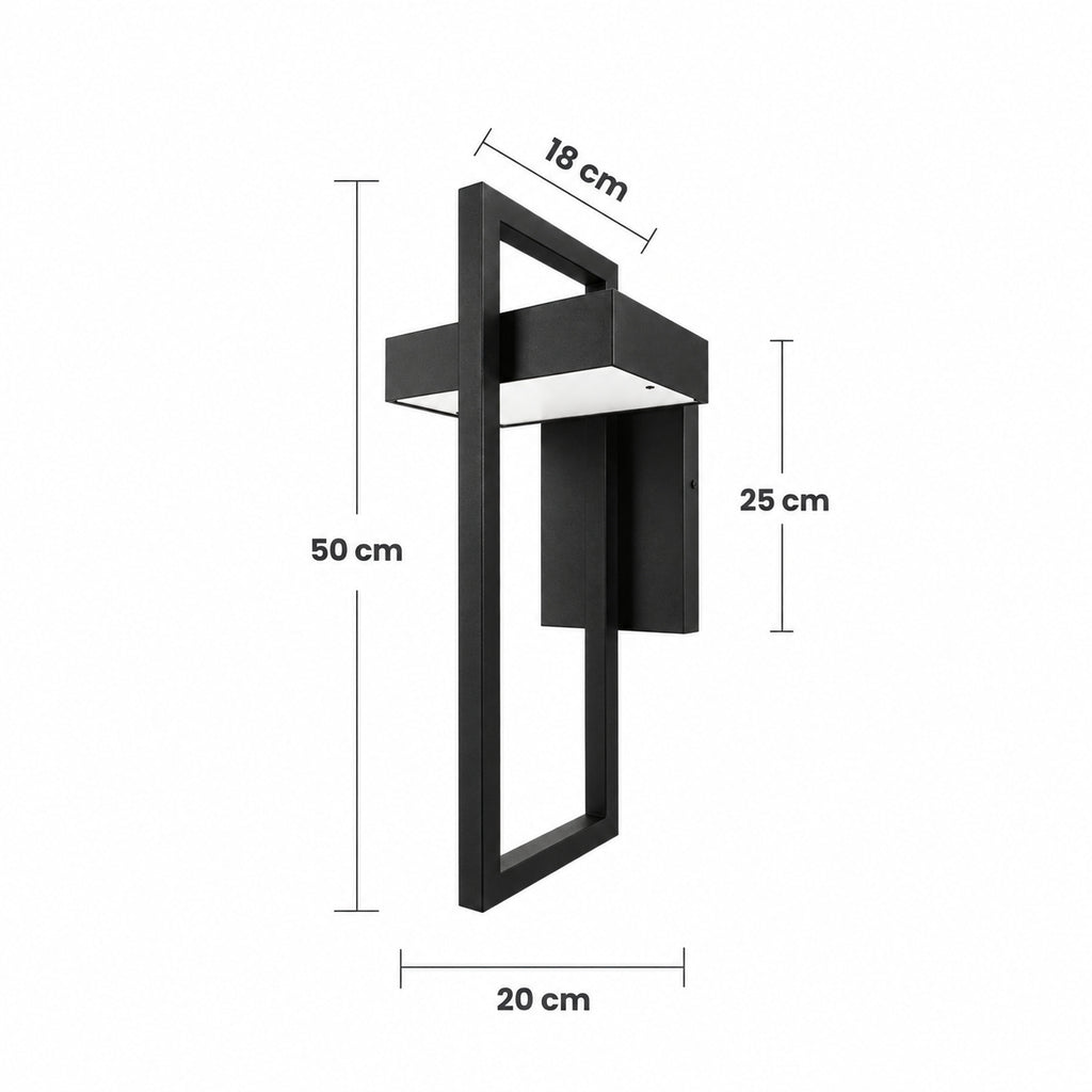 Schéma des dimensions de la taille Très grand : hauteur 50 cm, largeur 20 cm, saillie 18 cm, platine de 25 cm