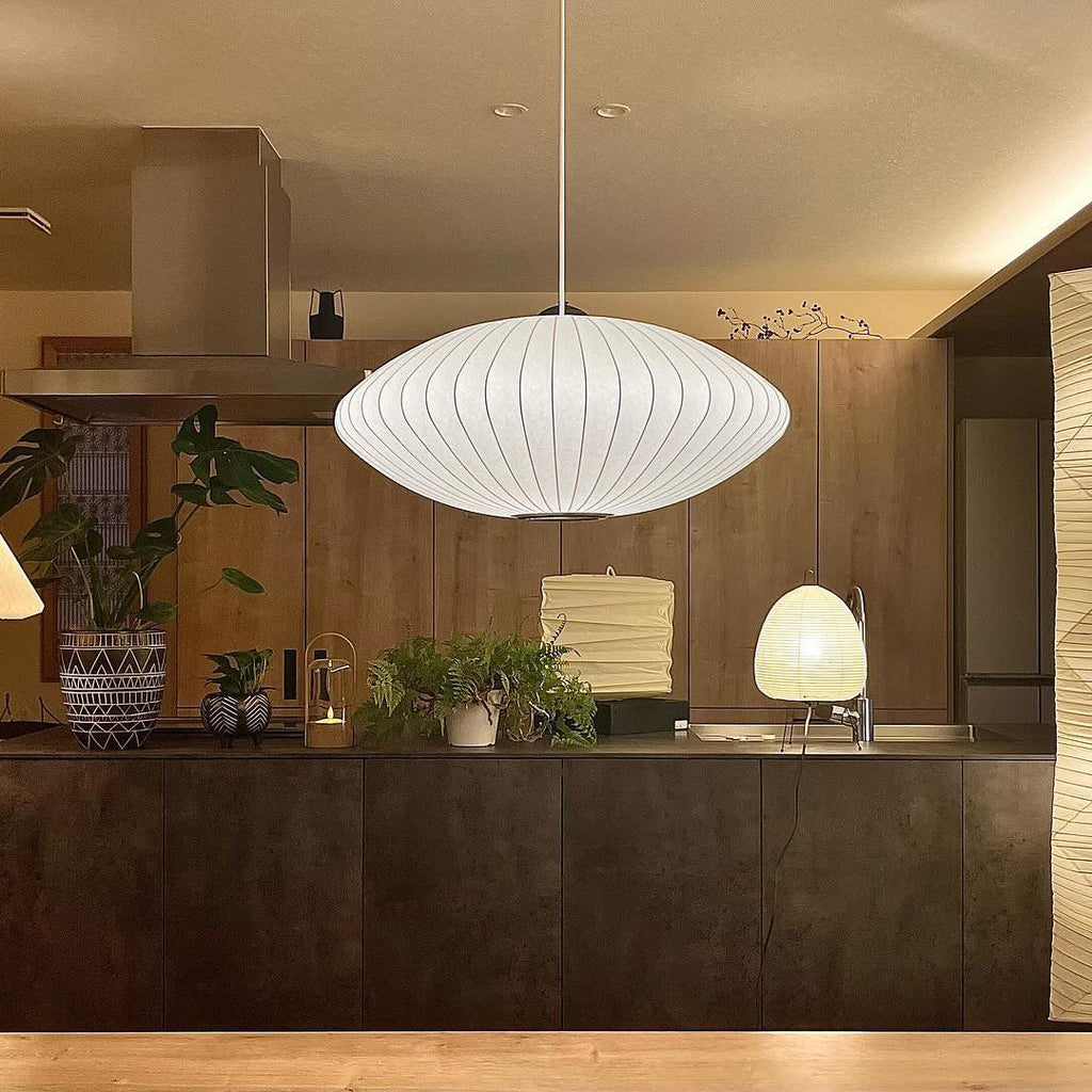 Suspension moderne Charlton en soie Blanc