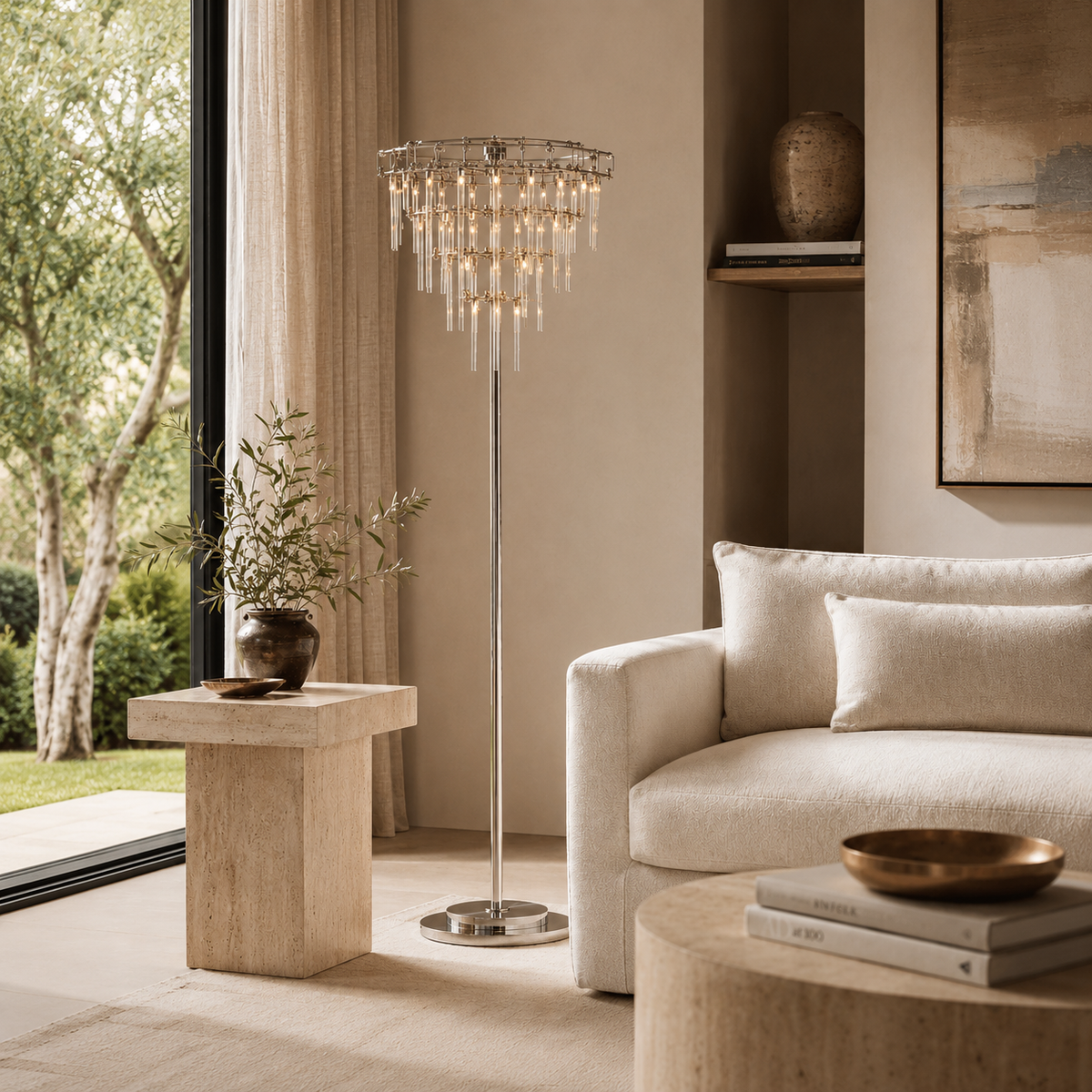 Nolira Tiered Glass Floor Lamp