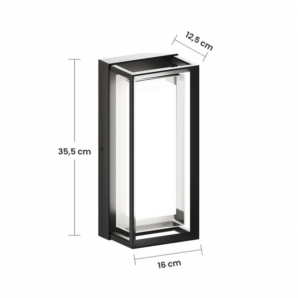 Schéma des dimensions du grand modèle : hauteur 35,5 cm, largeur 16 cm, profondeur 12,5 cm