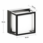 Schéma des dimensions du petit modèle : hauteur 16 cm, largeur 16 cm, profondeur 11,5 cm