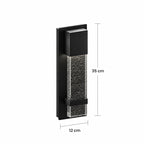 Schéma des dimensions de l’applique extérieure noire : hauteur 35 cm, largeur 12 cm