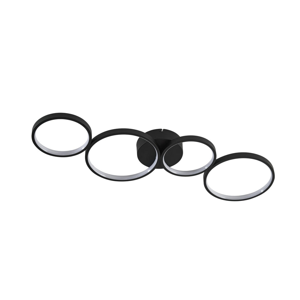 Plafonnier LED 4 anneaux noir 88 cm - packshot