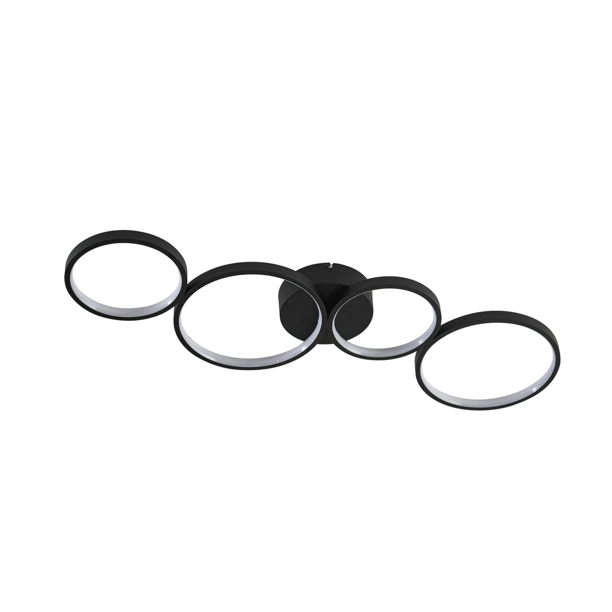 Plafonnier LED 4 anneaux noir 88 cm - packshot