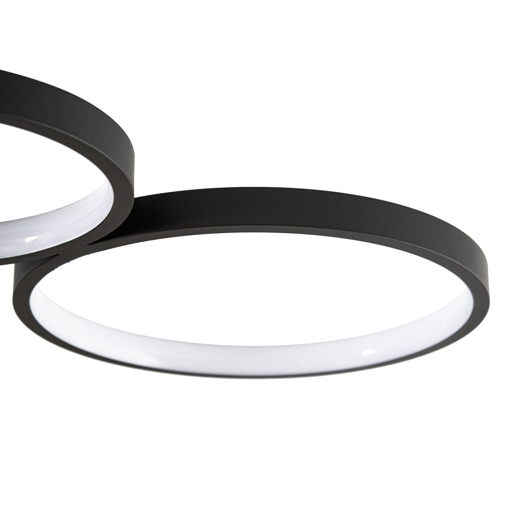 Plafonnier LED 4 anneaux noir 88 cm