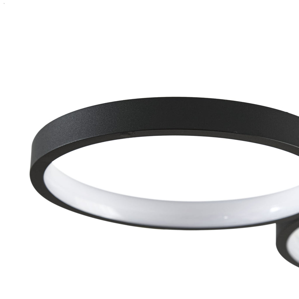 Plafonnier LED 4 anneaux noir 88 cm