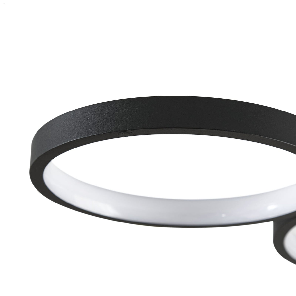 Plafonnier LED 4 anneaux noir 88 cm