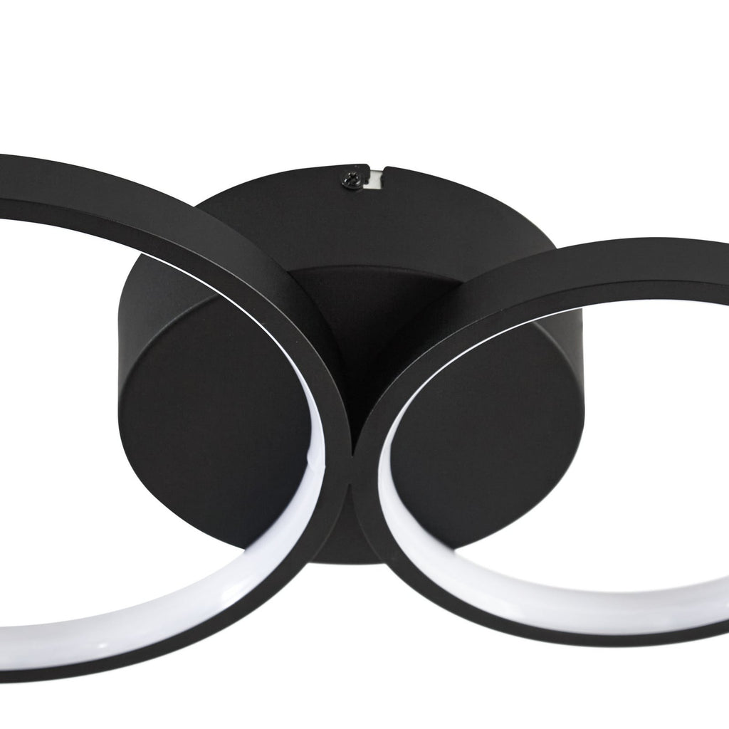 Plafonnier LED 4 anneaux noir 88 cm