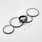 Plafonnier LED 4 anneaux noir 88 cm - mise en situation