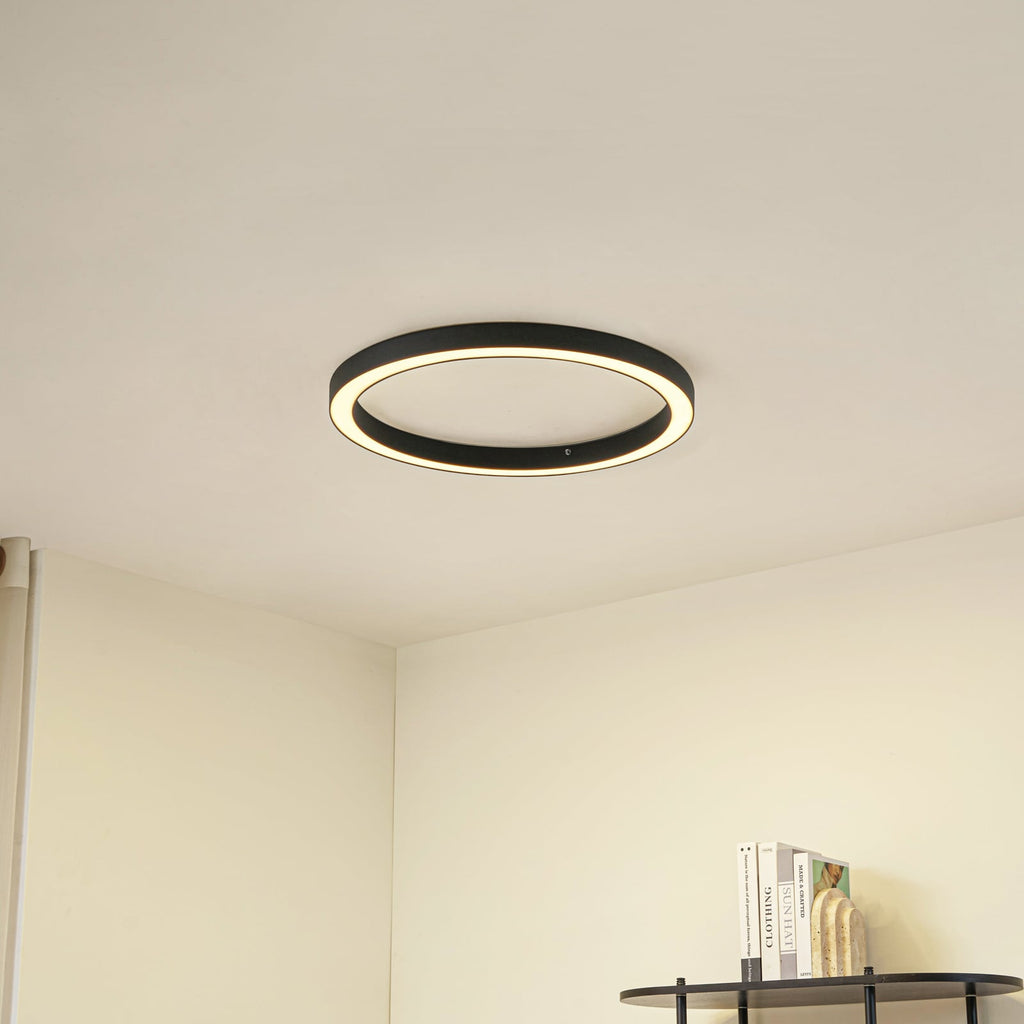 Plafonnier LED, noir, Ø 60 cm, CCT, à intensité variable — mise en situation