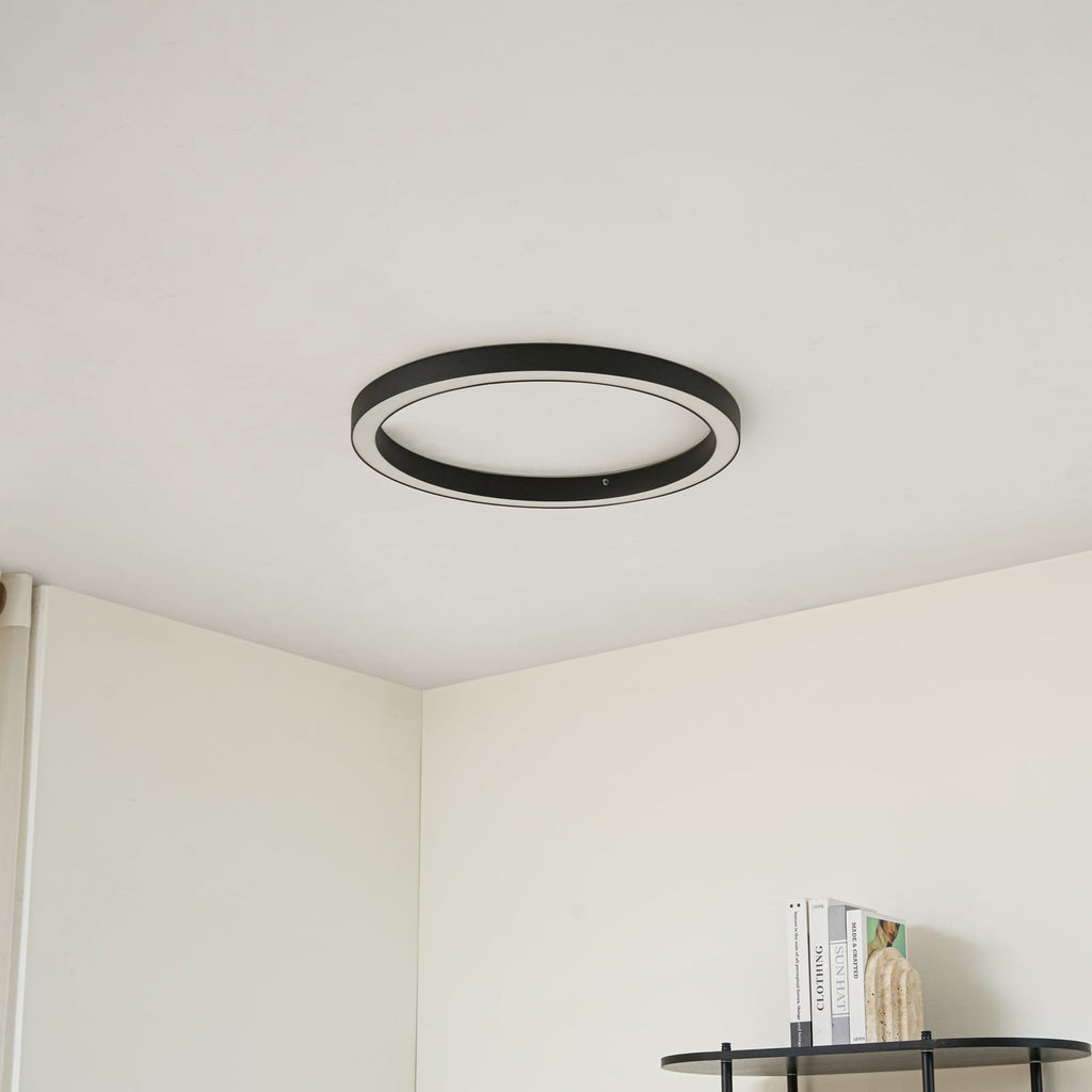 Plafonnier LED, noir, Ø 60 cm, CCT, à intensité variable — mise en situation