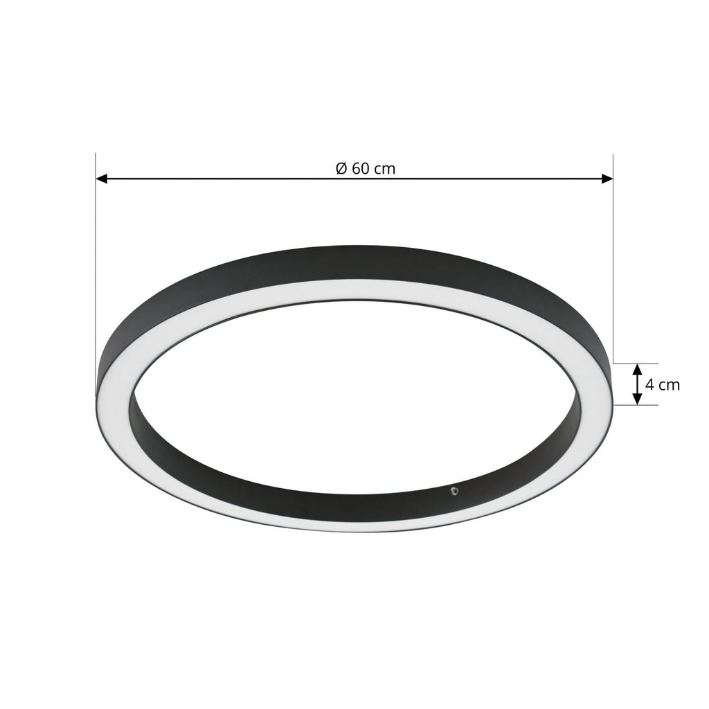 Plafonnier LED, noir, Ø 60 cm, CCT, à intensité variable — schéma des cotes