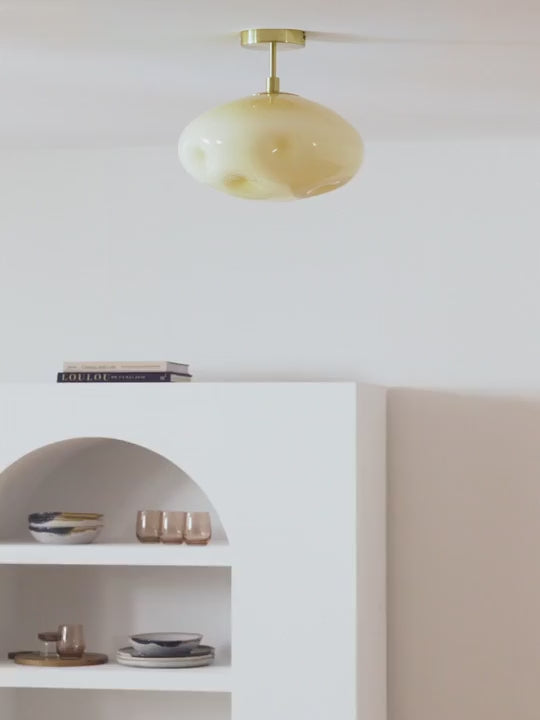 Plafonnier en verre opalescent Noir - vidéo