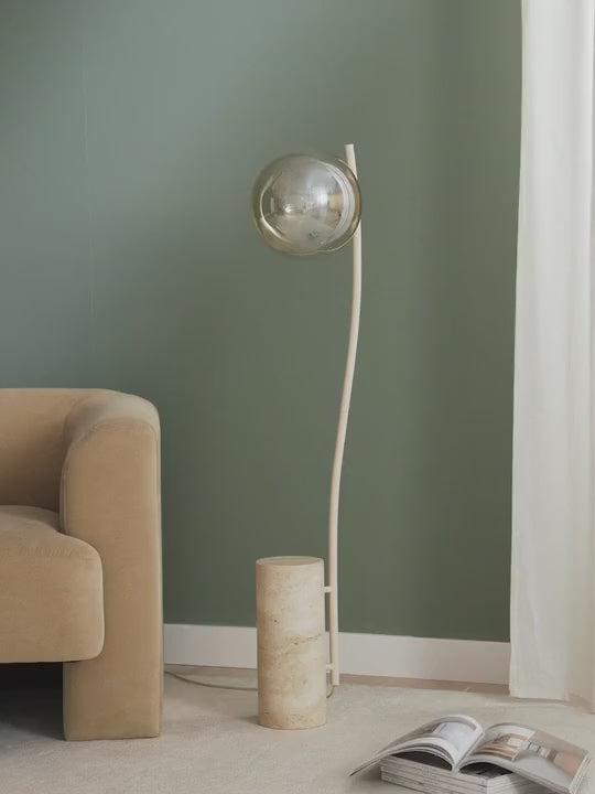 Petit lampadaire avec base en travertin Birk - vidéo