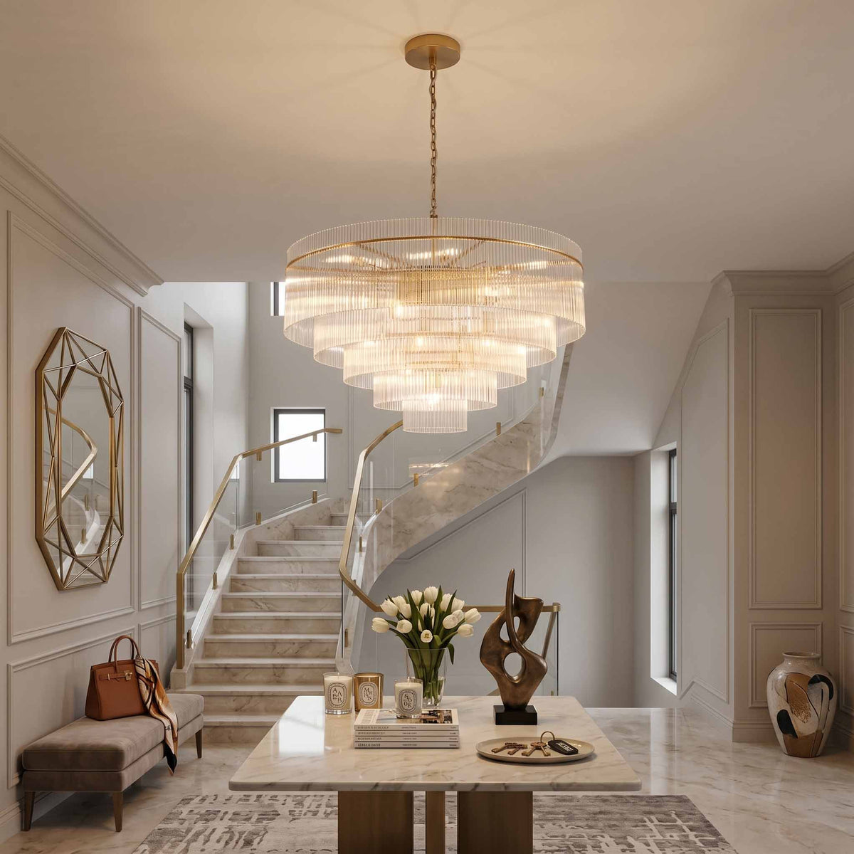 Sanora Round Glass Chandelier