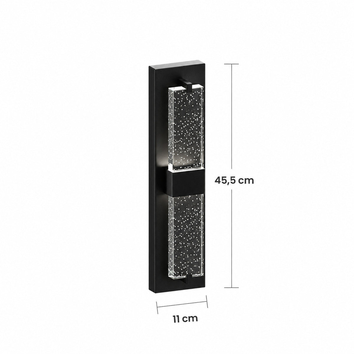 Schéma des dimensions de l’applique : hauteur 45,5 cm, largeur 11 cm